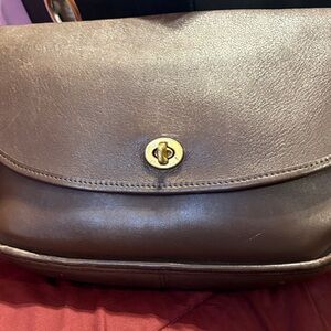 Coach Brown Leather Shoulder Bag with Gold from 1990
